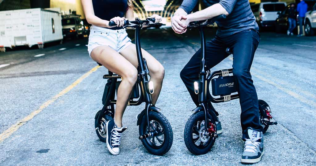Couple riding Swagcycle Classic
