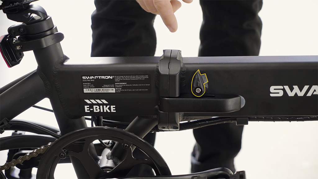 Close-up of the EB5 frame lock and latch