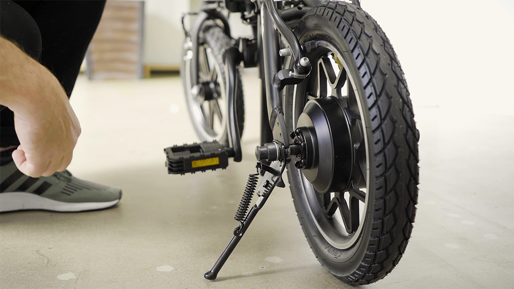 Close-Up of the EB5 Pro eBike convenient kickstand